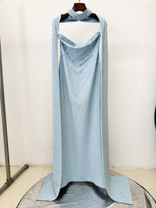 <span class=keywords><strong>Robe</strong></span> de soirée élégante pour femme, bleu clair, bustier, coupe sirène, avec traîne détachable ornée de cristaux et col ras-du-cou - Product Image 3