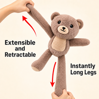 Porte-clés en peluche animale à membres extensibles, poupée en peluche rétractable de dessin animé, jouet interactif anti-stress pour enfants