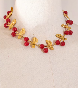 Collar de Moda con Dije de Fruta de Acero Inoxidable 2025 para Mujer, Exclusivo Dije de Cereza de Resina Roja, Collar Hecho a Mano - Product Image 6