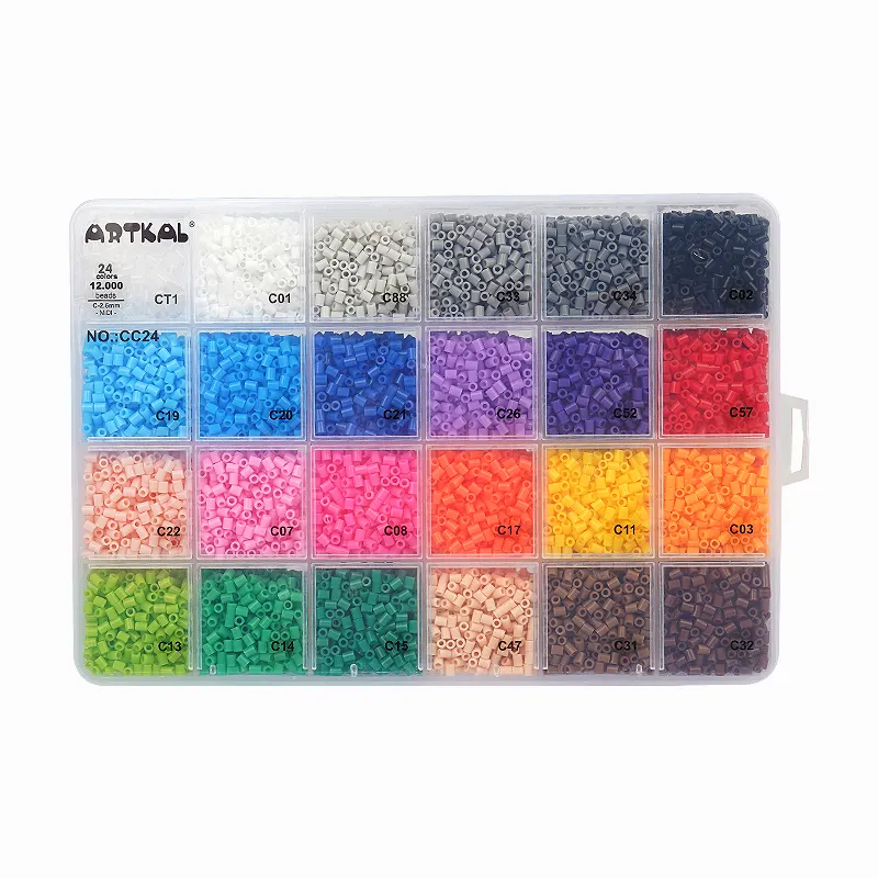 Commercio all'ingrosso OEM e ODM 2.6mm Artkal Beads 24 colori Mini Hama Perler Beads Toy per artigianato artistico