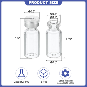 ขวดแก้วใสเปล่าแบบกันรั่วสำหรับเก็บตัวอย่างยาในห้องปฏิบัติการ - Product Image 2