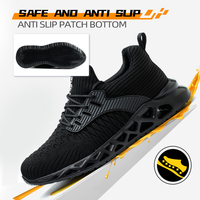 Sepatu Keselamatan Flyknit, Sol Bantalan EVA, Pelindung Jari Kaki Baja Anti Benturan, Sepatu Kerja Ringan, Bernapas, Anti Selip untuk Pabrik dan Bengkel