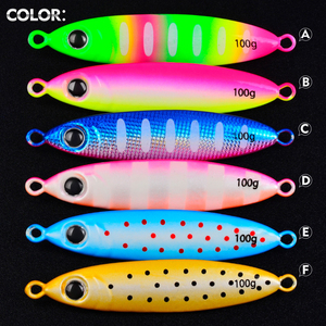 Leurres de pêche en mer Night Glow Metal 30g 100g 6 couleurs pour la pêche en haute mer avec têtes plombées, pour la pêche au géant, avec double hameçon, leurres durs - Product Image 6