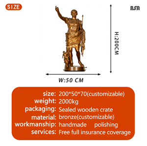 Grandes figurines en bronze coulé Gaius Julius Caesar Statue en bronze Décoration de jardin extérieur - Product Image 3