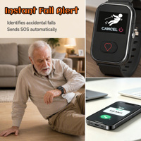 Montre connectée 4G pour personnes âgées atteintes de démence, alarme de chute, appel SOS, suivi GPS, carte SIM, suivi du sommeil, montre connectée pour seniors avec alerte d'urgence