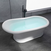 Baignoire autoportante en surface solide blanche mate en forme de voilier, 1600 mm de profondeur, pour hôtels et villas de luxe