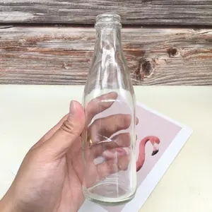 Großhandel 250ml softdrink klar glas container mit deckel runde glas flasche für soda