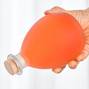 Botella de vidrio transparente y esmerilada al por mayor, vacía, de 100ml, 250ml, 380ml, 500ml, 750ml, con forma de gota de agua, redonda, para vino de frutas y bebidas, con corcho. - Product Image 4