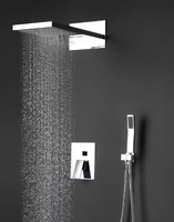 Ensemble de douche thermostatique de luxe à effet pluie et cascade, en acier inoxydable chromé poli, colonne de massage murale