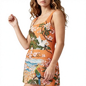 Traje de Baño Australiano con Cuentas Decorativas, Diseño Costero, Lujoso Estampado Oceánico Australiano, Completamente Adornado con Cuentas - Product Image 1
