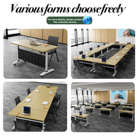 Escritorio de Oficina Minimalista y Resistente para Sala de Conferencias, Mesa Plegable Personalizada con Ruedas