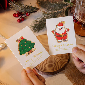 Cartes de Noël détachables mignonnes en gros avec éléments de dessins animés (Père Noël, renne, bonhomme de neige, sapin, cloche) – Cartes de vœux de fêtes avec message de bénédiction - Product Image 3
