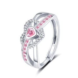 Anillo de Circonita en Forma de Corazón Rosa para Mujer - Joyería de Alta Gama, Moderna, Sencilla y Versátil - Product Image 5
