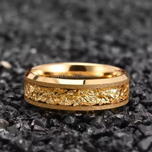 Bague en tungstène plaqué or 18 carats tendance de POYA Jewelry, sablée, 8 mm, bague en tungstène or saoudien pour mariage, fiançailles, fête, cadeau - Product Image 5