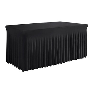 Copritavolo Rettangolare Pieghevole in Spandex Morbido Antipiega di Qualità Premium 8741 Nero Lavabile per Matrimoni Banchetti Eventi - Product Image 1