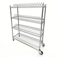 Étagères métalliques mobiles personnalisables à 4 niveaux pour entrepôt, rayonnages de stockage en treillis métallique avec roulettes pour usage industriel