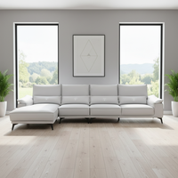Canapé d'angle en cuir véritable 4 places, moderne, en forme de L, pour salon, hôtel, appartement, villa - Vente en gros de meubles
