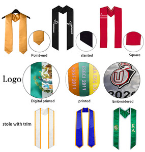 Étole de graduation grise de 72 pouces de haute qualité, confortable et colorée pour l'université, livraison rapide avec finitions décoratives - Product Image 2