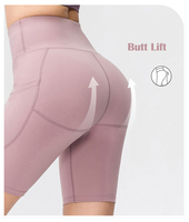 Logo personnalisé Nylon Yoga Femme Été Femmes Yoga Pantalons Vente en gros Gym Avec Poches Femmes Biker Shorts