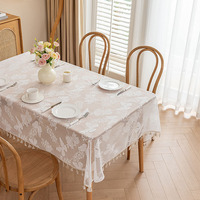Nappe de table moderne simple blanc pur transparent dentelle fraîche pompon hôtel décoration de la maison rectangulaire papillon fleur nappe