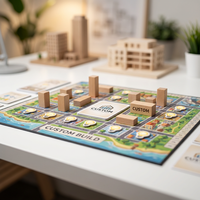 Juego de Mesa de Estrategia Personalizado con Tablero Gris y Bloques de Madera para Fiestas Familiares y Juego Educativo