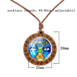 Конвертируемое колье на длинное ожерелье с деревянной подвеской пентаграммой Мандала Ом АУМ Хамса рука для йоги медитации подарок ручной работы - Product Image 3