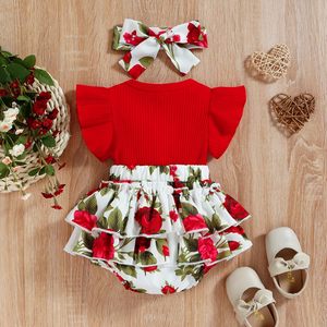 ESSECMBS 2Pz abito estivo per neonate con stampa floreale da principessa elegante da bambina con maniche a volant stile Casual per bambini - Product Image 2
