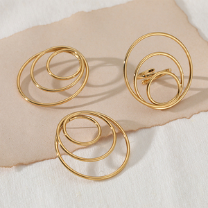 YS grande déclaration en acier inoxydable boucles d'oreilles anneau ensemble géométrique cercle boucles d'oreilles anneaux plaqué or ensembles à la mode pour les femmes - Product Image 2