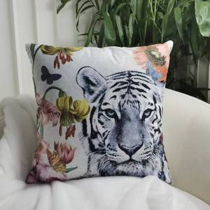 Fodera per cuscino stampata con testa di tigre, vintage, animali tropicali, 45x45 cm, decorativa per la casa, in promozione - Product Image 3