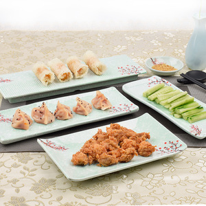 Assiettes longues rectangulaires en mélamine rouge style japonais pour servir le sushi, idéales pour les fêtes - Product Image 3