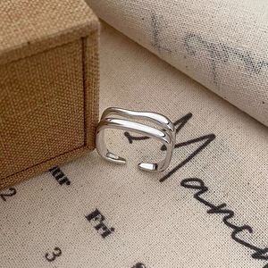 S925 Sterling <b>Silver</b> <b>Ring</b> Double Layered Geometric Open Design Unisex Fashion Jewelry Gift - Product Image 3