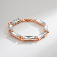 Bracelet tennis en cristal coloré taille baguette, bracelet chaîne à maillons rectangulaires multicolores, bijoux de mode pour femme, cadeau