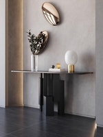 Table de console en métal de luxe léger et moderne avec plateau en dalle de roche pour couloir, maison, hôtel, mobilier nordique