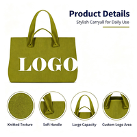 Sac fourre-tout en tricot personnalisable avec logo, grande capacité, écologique, pour femme, idéal pour le shopping, les cadeaux, les voyages, réutilisable, ouvert