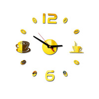 Diseño moderno café grano de café decoración del hogar cocina Reloj de pared Diy Reloj de pared grande sin marco Reloj de pared gigante