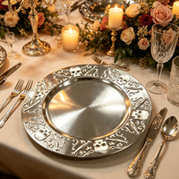 Assiette de Présentation en Plastique PP Durable, Motif Crâne Orné Personnalisé, Style Américain, Thème Halloween et Anniversaire, Meilleures Ventes