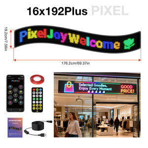 Écran LED flexible ultra-long 16X192, écran d'affichage de texte défilant pour la vitre arrière de la voiture avec édition de texte via application mobile - Product Image 1