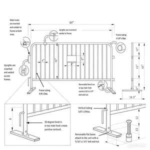 Barriera per Folla con Piedi Piatti in Acciaio Zincato Verniciato a Polvere Resistente Barriera Pedonale Pannelli di Recinzione Temporanea Rimovibili Grado Ingegneristico - Product Image 5