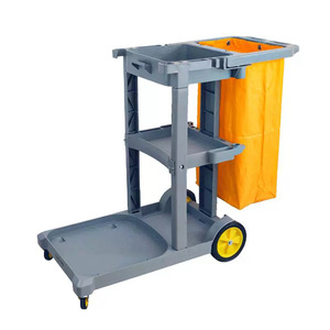 Jin Hong Cleaning Cart <b>Plastic</b> 4 <b>Wheels</b> Linen Cart Hotel Guest Room Use - Product Image 3