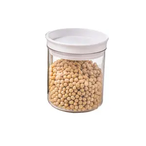 Luftdichte 500ML Lebensmittel behälter Organizer Küchen lager behälter Stapelbare runde Vorrats gläser aus klarem Kunststoff-S mit Deckel