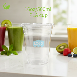 Slushice <span class=keywords><strong>Joghurt</strong></span> Becher Einweg Takeaway Plastik PLA 500ml Zertifiziert Klar Milchtee-Verpackung Lebensmittelecht Einwandig UV-Bedruckt - Product Image 2