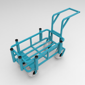 Carrello da Pesca in Alluminio e Plastica, Carrello da Spiaggia con Ruote, Piattaforma Portapacchi, Carrello a Mano a Quattro Ruote, Capacità di Carico 100KG - Product Image 6