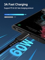 Cable USB C de Nailon para Teléfono Móvil, USB 3.2 Gen1 de 60W y 5Gbps, Superspeed, 3A, Carga Rápida y Transferencia de Datos