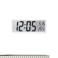 Jam Dinding LCD Digital Minimalis Persegi Plastik, Tampilan Suhu Kelembaban, Bertenaga Baterai, Gaya Jepang Korea Still Life