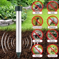 Répulsif Souris Électrique Étanche à Vibration Sonore sur Piquet, Alimenté par Piles, pour Jardin, Cour, Ferme, Contre les Taupes, Souris-chuies, Gophers et Souris