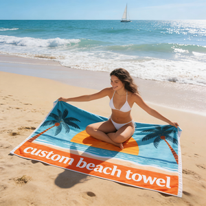 Serviette de plage en microfibre personnalisée sur mesure, motif personnalisé, super douce, respirante, surdimensionnée, lavable en machine - Product Image 1