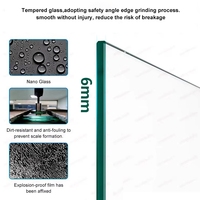 Cabine de douche en verre trempé de 6 mm avec cadre en aluminium, porte coulissante noir mat doré