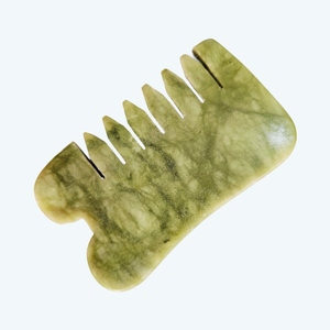 Custom logo Green Xiuyan <b>Jade</b> Head Guasha Comb Anti puffiness Massage Gua Sha Comb - Product Image 6