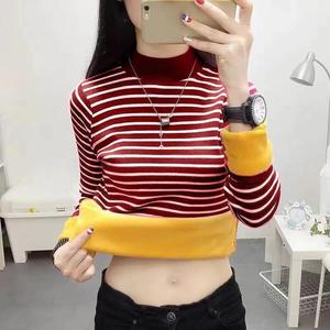 Striped Fleece Lined <b>Base</b> <b>Layer</b> Top Women's Slim Fit <b>Long</b> <b>Sleeve</b> Warm Autumn Winter Wear - Product Image 4