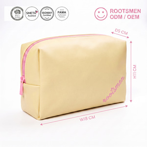 BSCI Stylish PU Leather <b>Vanity</b> Makeup <b>Bag</b> Yellow Custom Logo For Gift Giving And Daily Use Storage Org - Product Image 1